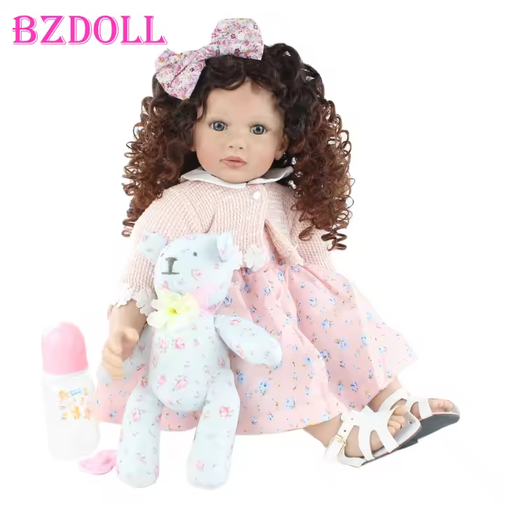 Muñeca Reborn realista de silicona suave para niños pequeños, juguete encantador, casa de juegos, regalo de cumpleaños para niñas, 60 CM, 24 pulgadas - 1