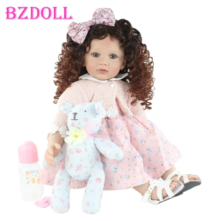 Muñeca Reborn realista de silicona suave para niños pequeños, juguete encantador, casa de juegos, regalo de cumpleaños para niñas, 60 CM, 24 pulgadas - 1