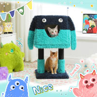 PAWZ Road 2 en 1 Árbol para gatos con postes rascadores de sisal, condominio acogedor, pequeño árbol para gatos de interior, linda casa de cama para gatos, juguetes para mascotas - details 2