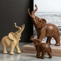 Estatuilla de esculturas de animales para decoración del hogar, elefante de la suerte, estatua de resina, adorno para manualidades, decoración de habitación, regalo de Navidad DIY - details 0
