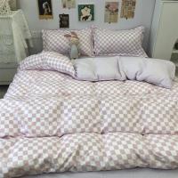 Seta de Cama Nórdica Azul a Cuadros 220x240 Funda de Edredón 3/4 Piezas Juego de Ropa de Cama con Diseño a Cuadros Tamaño 200x230 - details 4