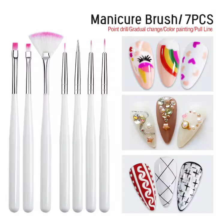 Set de Brochas de Uñas Arte Clavo con Mango Plástico 7/15PCS para Esmalte de Gel y Dibujo Herramientas de Manicura de Arte de Uñas - 1