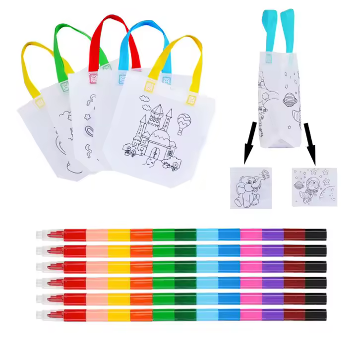 Bolso de mano pintado a mano de doble cara, bolso ecológico, artesanía vibrante para niños, mochila de Graffiti, juguetes de pintura, crayones de colores, ZYF - 1