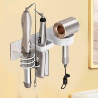 Soporte de aluminio para secador de pelo 3 en 1, soporte para secador de pelo a prueba de herrumbre, estante para rizador montado en la pared para ahorro de espacio, inodoro - details 1