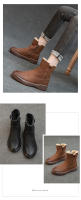 Botas de nieve gruesas integradas de cuero, botas de mujer de caña baja con suela gruesa, zapatos de mujer de terciopelo versátiles - details 5