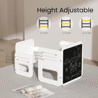 Conjunto de Mesa y Silla Montessori para Niños 2 en 1, de Madera Ajustable con Pizarra, Ideal para Actividades y Dibujo, Blanco - details 3