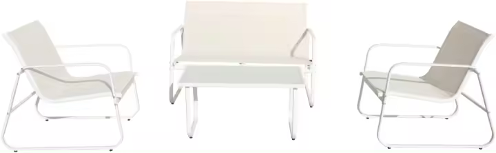 Conjunto de Jardín 4 Plazas Capri Arena, Mesa de Centro Exterior + Sofá 2 Plazas + 2 Sillones, Color Negro, Resistente a Rayos UV, Ideal para Terrazas y Jardines - 1