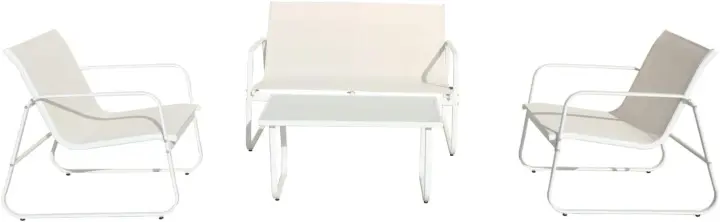 Conjunto de Jardín 4 Plazas Capri Arena, Mesa de Centro Exterior + Sofá 2 Plazas + 2 Sillones, Color Negro, Resistente a Rayos UV, Ideal para Terrazas y Jardines - 1