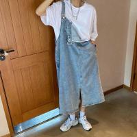 Primavera Verano Denim vestido general mujeres sin mangas Jeans vestidos moda femenina sólido Slip Casual suelta Spaghetti Strap vestidos - details 11