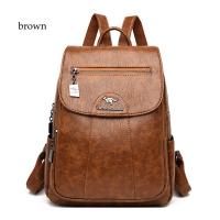 Mochila De Cuero Suave Para Mujer En 5 Colores Bolsa De Hombro Vintage Casual Viaje Mochila De Escuela Bolsa Para Damas - details 10