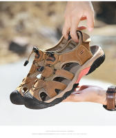 Sandalias de hombre de verano de cuero genuino |   Punta cerrada, suela gruesa antideslizante, diseño ajustable para exteriores – tallas 38–48 - details 2