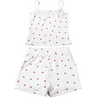 BUNO-Conjunto de 2 piezas con estampado de corazón cómodo de Nibber para mujer, cuello cuadrado, sin mangas, Crop Tops + Shorts elásticos, trajes de moda para niñas dulces - details 10