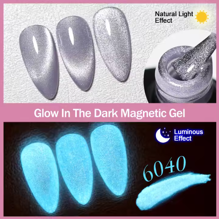 Arte Clavo esmalte de uñas en Gel magnético, Serie fluorescente, esmalte de uñas UV Soak Off, manicura reflectante que brilla en la oscuridad - 1