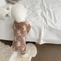 Mono de felpa con estampado de oso para mascotas, pijama de franela suave con estampado de oso para perros, cómodo y cálido, Pijama de terciopelo para gatos - details 3