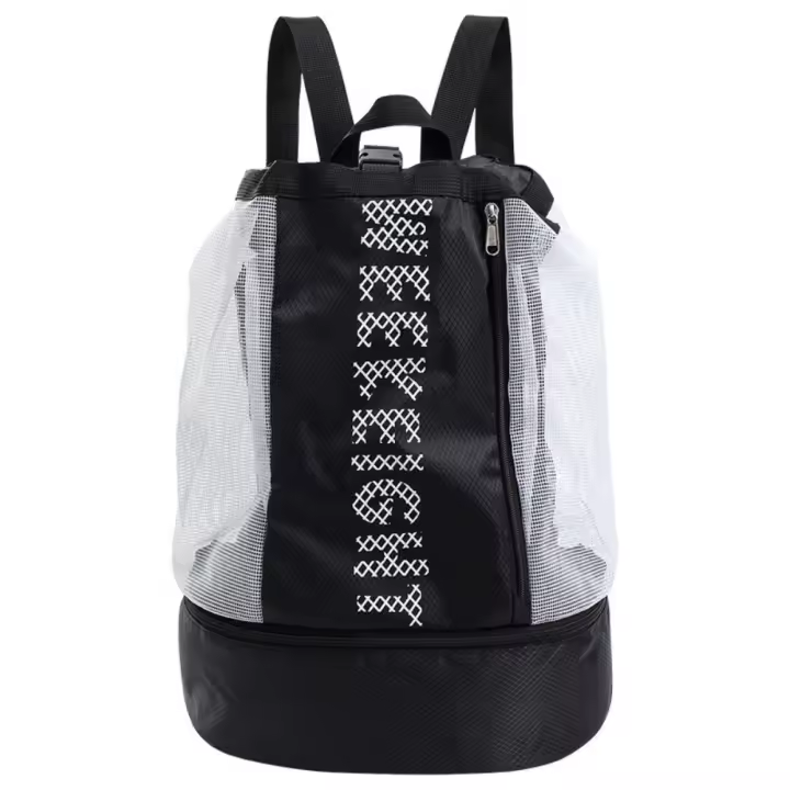 Mochila de malla para natación seca y húmeda, bolsa de almacenamiento transparente y transpirable para ciclismo, zapatos de gran capacidad, mochila de playa con cordón de bolsillo - 1