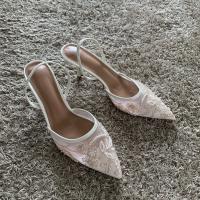 Sandalias de Tacón Alto para Mujer Bordadas y Elegantes Tacón Descubierto y Punta Estrecha - details 1