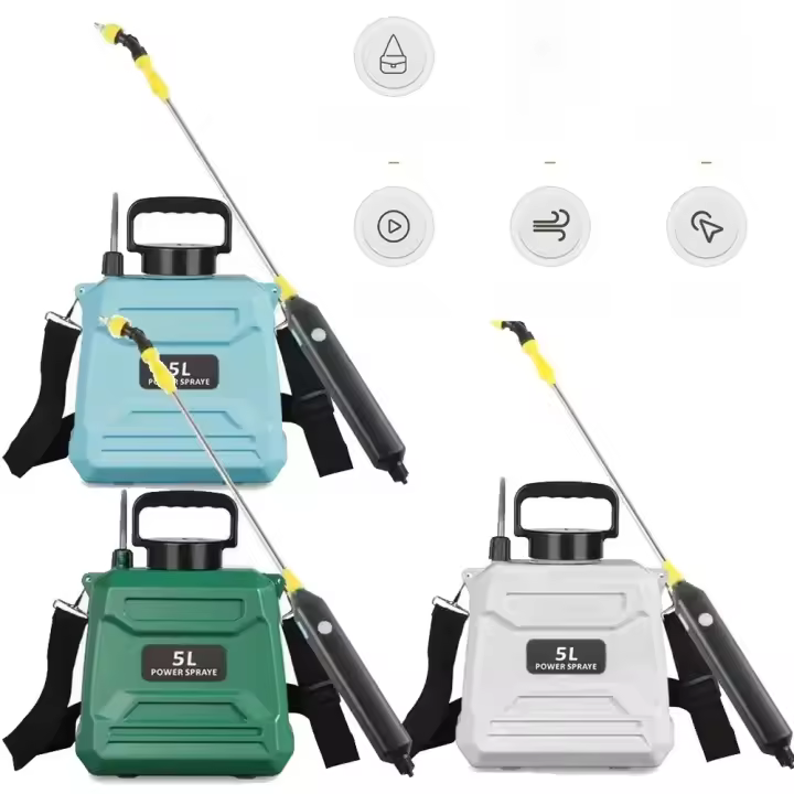 Nueva Sprayer Agrícola De 5L Tipo Mochila Alta Presión Electrónica Desinfección Insecticida Verde/Azul/Blanco Material Plástico - 1