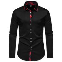 Camisas Negras Suaves de Algodón-Poliéster para Hombre Ropa Elegante Casual con Manga Larga y de Cachemira Azul - details 11