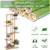 Decoración de Maceta de Bambú: Escalera Vertical para Flores Soporte de Estante para Esquina Exterior Interior Balcón Jardín Salón 40 x 20,2 x 121,9cm - details 7