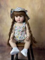 BZDOLL muñeca Reborn realista de 55 CM y 22 pulgadas, muñeco de bebé con cuerpo de silicona completo, bonito regalo de cumpleaños para niña, pelo marrón - details 3