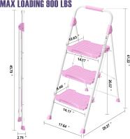 Peldaños Anchos con Baranda, Escalera de Tijera con Pedal Antideslizante, Taburete Plegable para Hogar Cocina Garaje Jardín Oficina, Capacidad de Carga de 900LBS, Azul - details 28