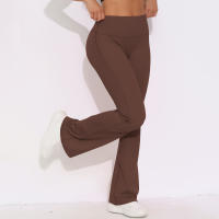 Mallas de Yoga a prueba de sentadillas para mujer, pantalones de Yoga de cintura alta, levantamiento de glúteos, pantalones de tiburón Micro acampanados, pantalones de Yoga ajustados de cintura alta - details 10