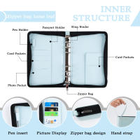 A6 Glitter Hand Zip Bag Loose Leaf Binder Notebook Inner Core Cover Note Book Planner Office Stationery Supplies - details 2