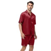 Conjunto de Pijama de Manga Corta para Hombre de Talla Grande Pantalones Cortos de Satén, Ropa de Dormir Fresca, Traje de Pijama Informal de Verano - details 26