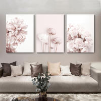 Póster de Flores Rosa Nórdicas en Lienzo 3pcs Decoración de Pared para Sala de Estar Arte de Pintura en Lienzo sin Marco para Decoración del Hogar Marca JUBEER - details 1