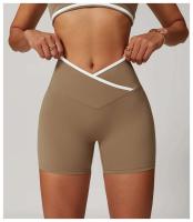 Yoga mujeres Fiess correr ciclismo transpirable deportes Leggings cruzado cintura alta verano entrenamiento gimnasio pantalones cortos - details 0