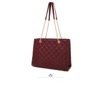 FOXER bolso de hombro con cadena de cuero PU para mujer, bolso para axilas, bolso a cuadros simple a la moda - details 16