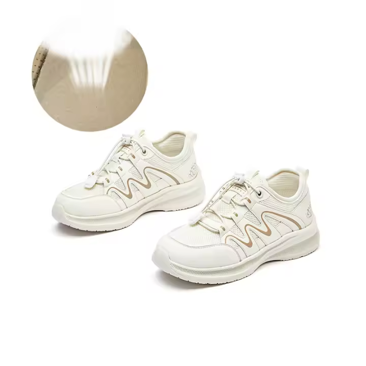 Zapatillas blancas de suela de espuma gruesa Versátiles zapatos deportivos para mujer transpirables - 1