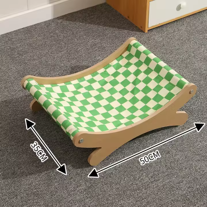 Sillas de Rocking de Verano para Mascotas Cama de Madera Sólida Ajustable y Desmontable para Gatos y Perros Hamacas Cómodas para Animales de Compañía - 1