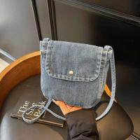 Bolso de lona vaquero informal Y2K, bolso Vintage de gran capacidad estilo callejero, bolso de compras, bolso cruzado sólido de Color sólido para mujeres y hombres - details 4