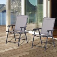 Conjunto de 2 Sillas Plegables para Exterior con Reposabrazos Sillas para Balcón Jardín Terraza Metal Texteline Carga 110kg 58x64x94 cm Gris - details 1