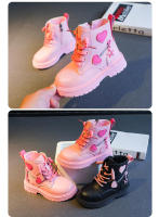 Botas de algodón informales para niñas, botines de PU británico, color rosa suave con cremallera lateral, a la moda, Otoño e Invierno - details 11