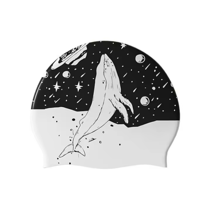 Gorro de Natación de Silicona Profesional para Hombres y Mujeres Gorro de Baño de Doble Cara con Estampado para Adultos - 1