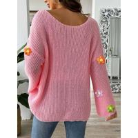 Suéteres de punto para mujer de otoño, jerséis informales con cuello redondo, tops de punto - details 4
