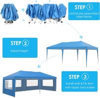 Gazebo con 4 lados Pop-Up, 3m X 6m, carpa de fiesta impermeable, uso para todo tipo de clima para jardín, exterior, comercial - details 4