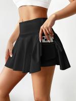 Falda Atlética de Cintura Alta para Mujer con Acampanado - Falda Elástica para Correr y Tenis con Bolsillos Laterales, Diseño Plisado y Cinturón Antideslizante, Lavable en Máquina para Entrenamiento en el Gimnasio, Primavera Verano Otoño, Ropa Deportiva - details 0