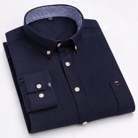 Camisa a cuadros con botones de manga larga 100% algodón para hombre, camisas Oxford a rayas a cuadros con un solo bolsillo en el pecho para trabajo, informales, de ajuste estándar - details 9