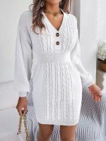 Elegante Vestido de Punto para Mujer Color Sólido, Cuello V, Moda Y2K 2025 - details 7