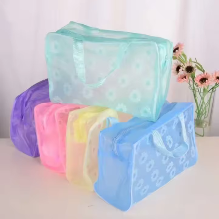 Bolsa de maquillaje transparente de PVC ral para mujer y niña, estuche impermeable con cremallera, bolsas de aseo de viaje, bolso - 1