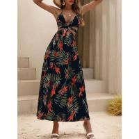 2025 Nuevos vestidos de mujer, estampados, sin espalda, con lazo, falda con abertura - details 31