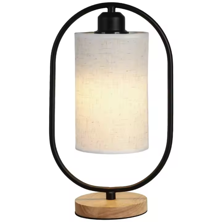 Lámpara de escritorio de cabecera de dormitorio Simple nórdico, Base de madera para el hogar, luz de noche de lectura LED, e27 - 1
