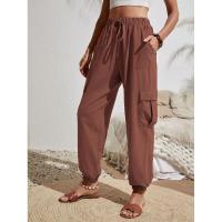 Pantalones de cintura elástica para mujer, pierna con bolsillos, estilo coreano, moda estética clásica - details 19