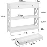 Mueble Auxiliar Vintage Consola Recibidora Estrecha Cajón Gran para Sala Diseño de Pasillo Blanco - details 3