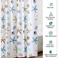 Cortinas de Ducha Resistentes al Moho para Baño, Cortina Baño Impermeable Estrella de Mar, Cortinas Bañera Lavable - details 1