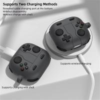 Funda protectora de silicona para AirPods 4 2024, diseño de controlador de juego, mosquetón antipérdida incluido, cubierta a prueba de golpes para auriculares - details 6