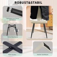 4 Sillas de Comedor Diseño a Cuadros, Tela de Lino, Patas de Metal Negro - details 4